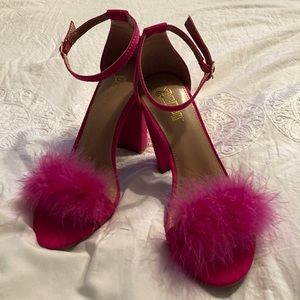 Hit pink maribou sandals